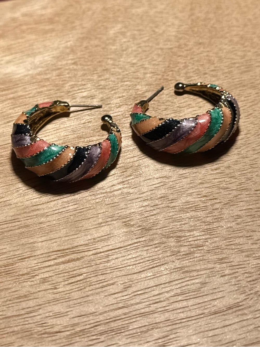 Multicolor Twisted Hoop Earrings - Women Jewelry